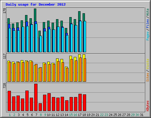 Daily usage for December 2012
