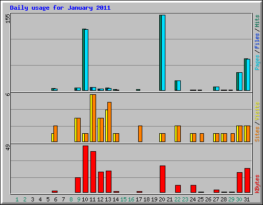 Daily usage for January 2011