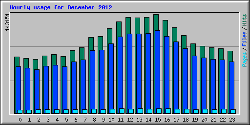 Hourly usage for December 2012