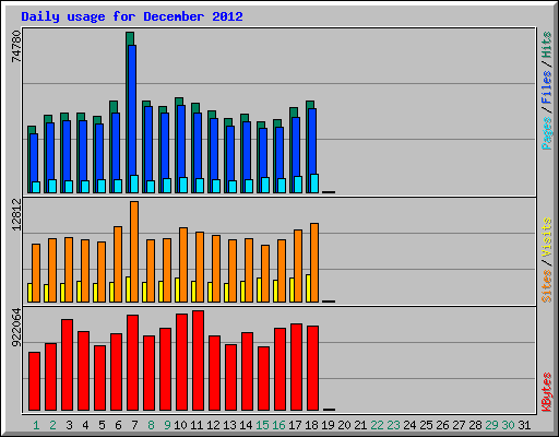 Daily usage for December 2012