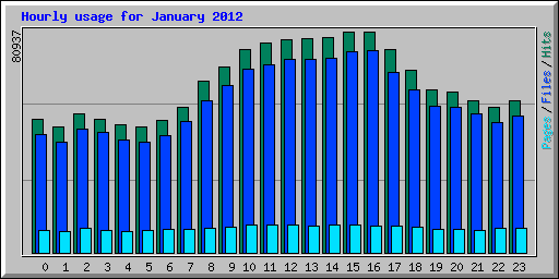 Hourly usage for January 2012