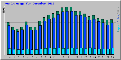 Hourly usage for December 2012