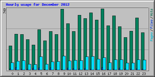 Hourly usage for December 2012